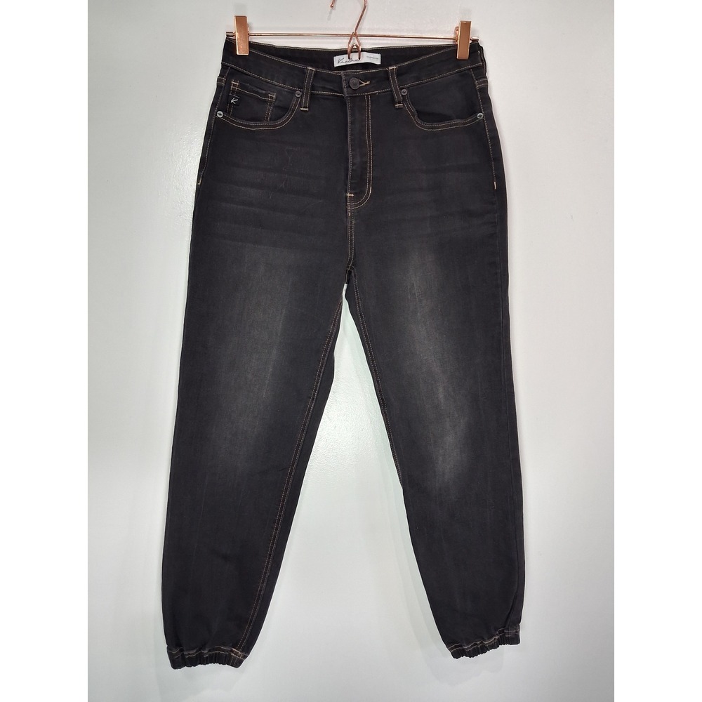 KanCan Women Black High Rise Denim Joggers Faded Stretch Jeans 27 126104 - Picture 2 of 7